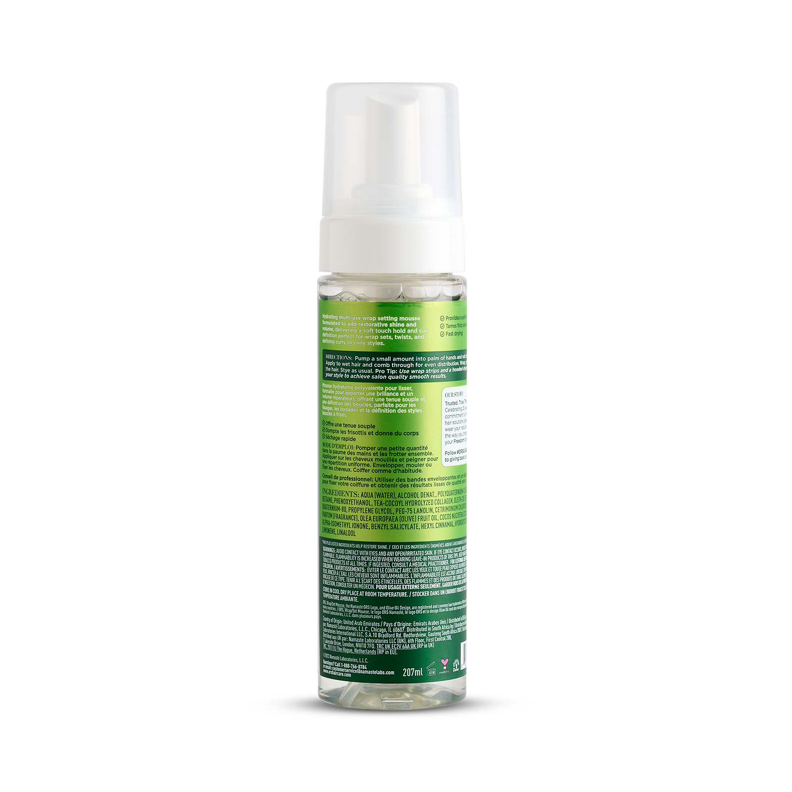 ORS Olive Oil Hold & Shine Wrap Set Mousse Infused with Coconut Oil for Restorative Shine (7.0 oz)