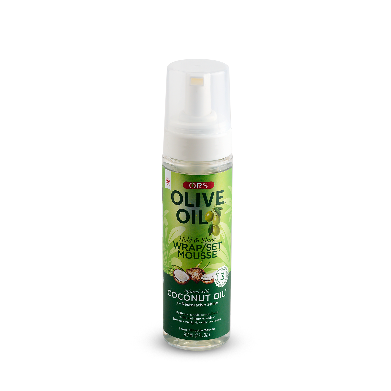 ORS Olive Oil Hold & Shine Wrap Set Mousse Infused with Coconut Oil for Restorative Shine (7.0 oz)