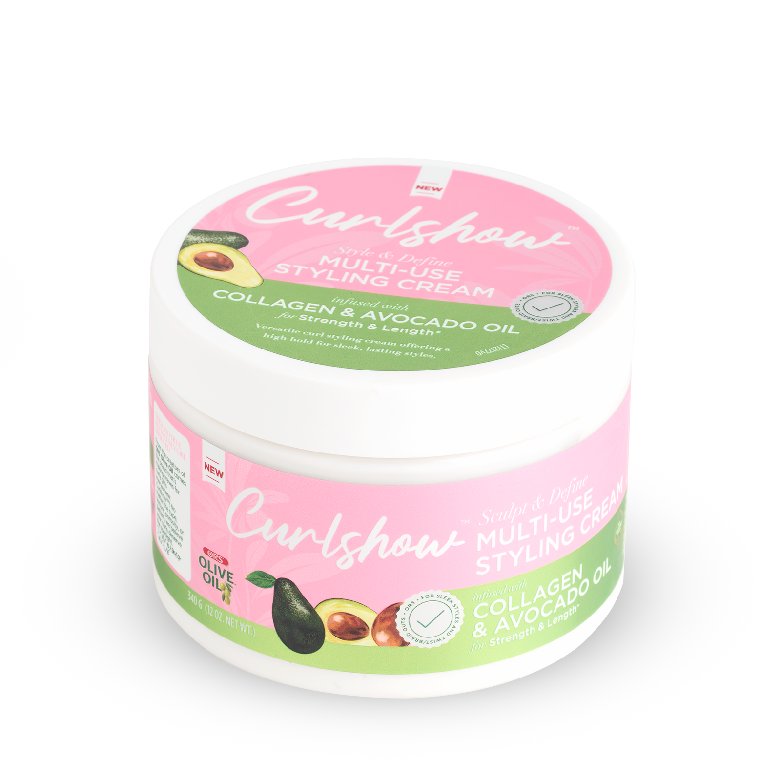 ORS Olive Oil Curlshow Multi-Use Styling Cream Infused with Collagen & Avocado Oil for Strength & Length (12.0 oz)
