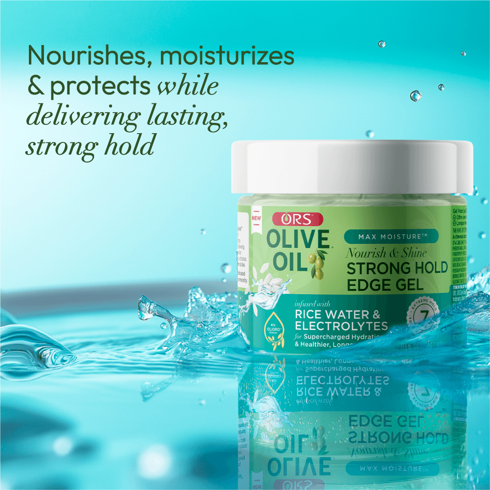 Max Moisture Nourish & Shine Strong Hold Edge Gel with Rice Water & Electrolytes (4.0 OZ)