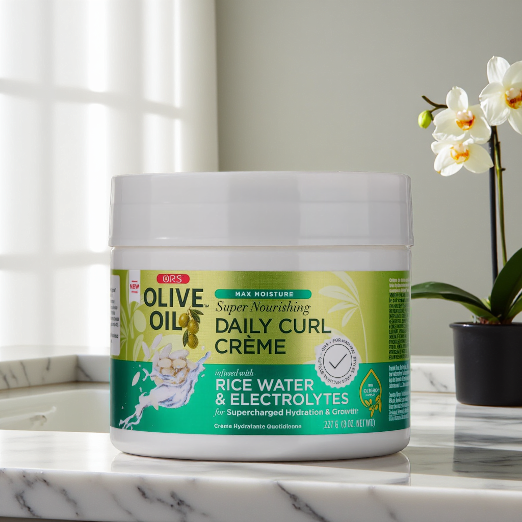 Max Moisture Super Nourishing Daily Curl Crème infused with Rice Water & Electrolytes for Supercharged Hydration & Growth (8.0 oz)