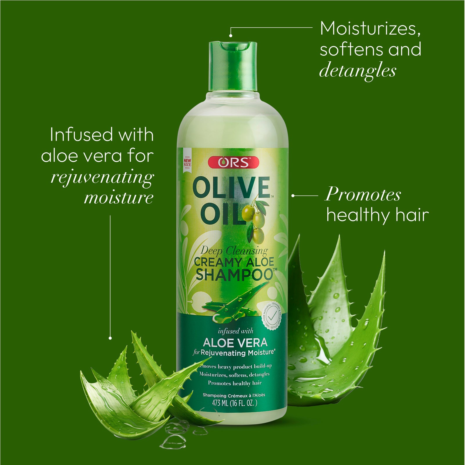 ORS Olive Oil Creamy Aloe Shampoo for Rejuvenating Moisture (16.0 oz)