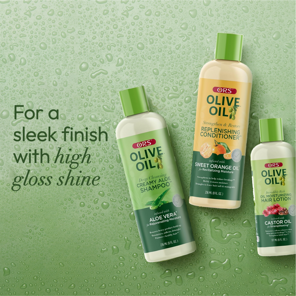 ORS Olive Oil Shampoo, Conditioner & Hair Lotion for Moisture & Strengthening 3-Piece Set