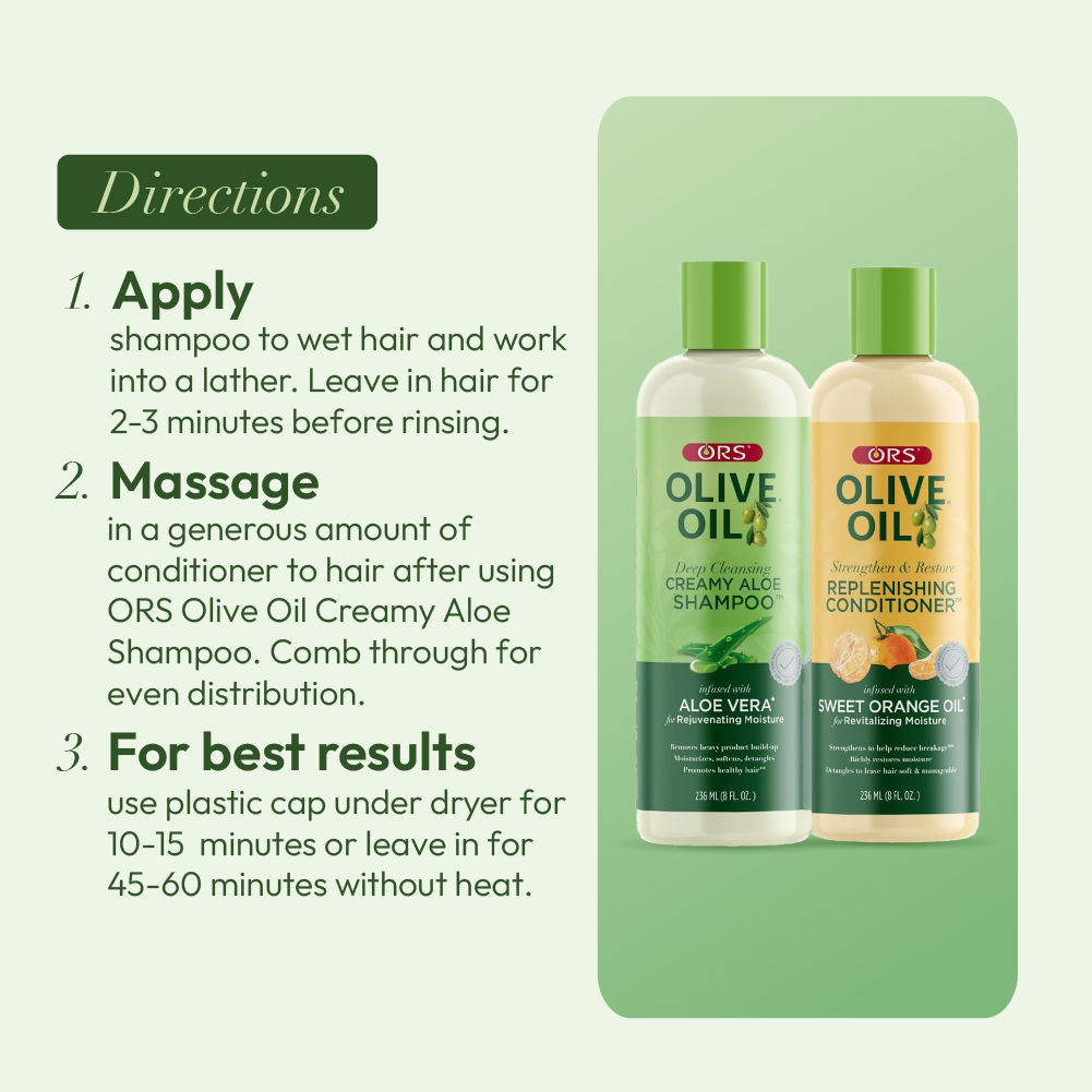 ORS Olive Oil Shampoo & Conditioner for Revitalizing Moisture (8.0 oz) 2-Piece Set