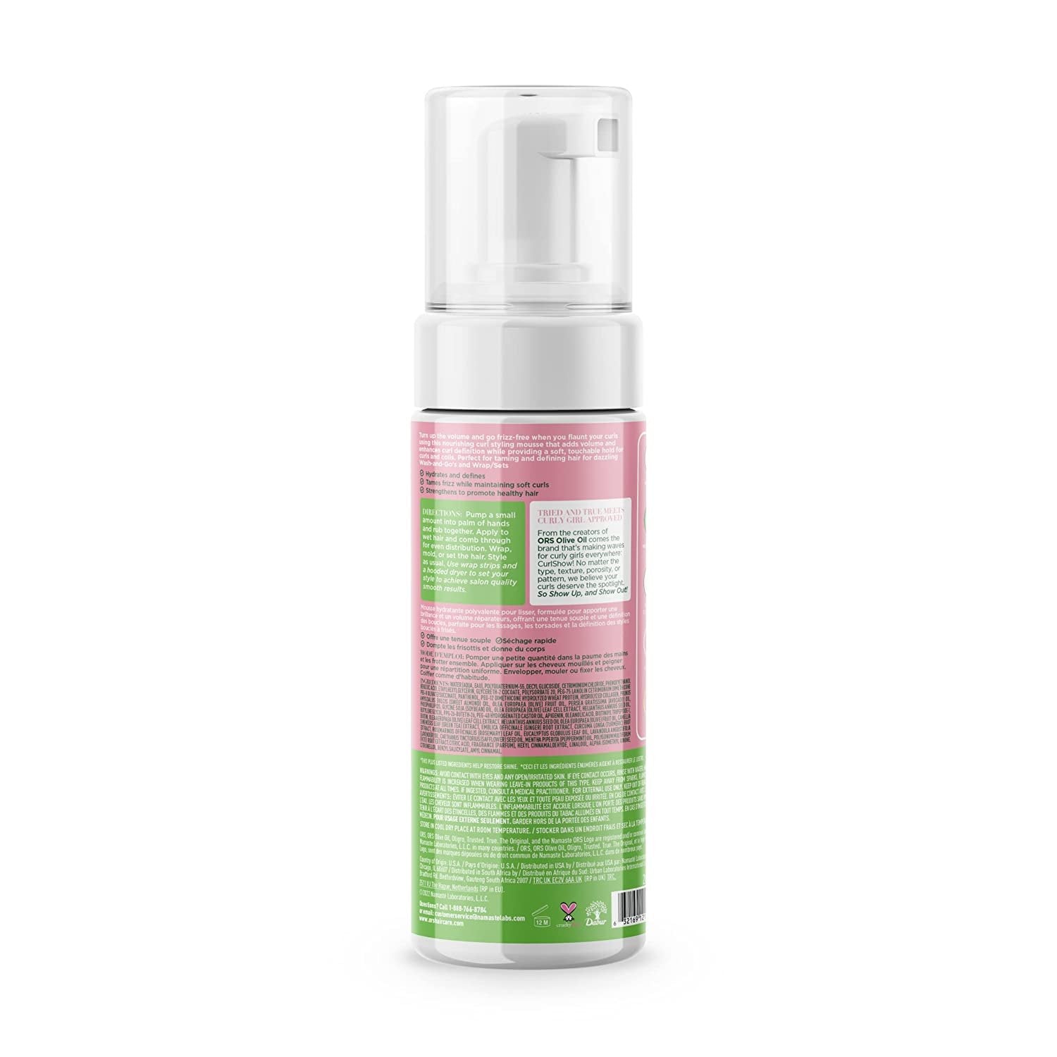 ORS Olive Oil Curlshow Curl Style Mousse Infused with Collagen & Avocado Oil for Strength & Length, Alchohol Free (7.0 oz)