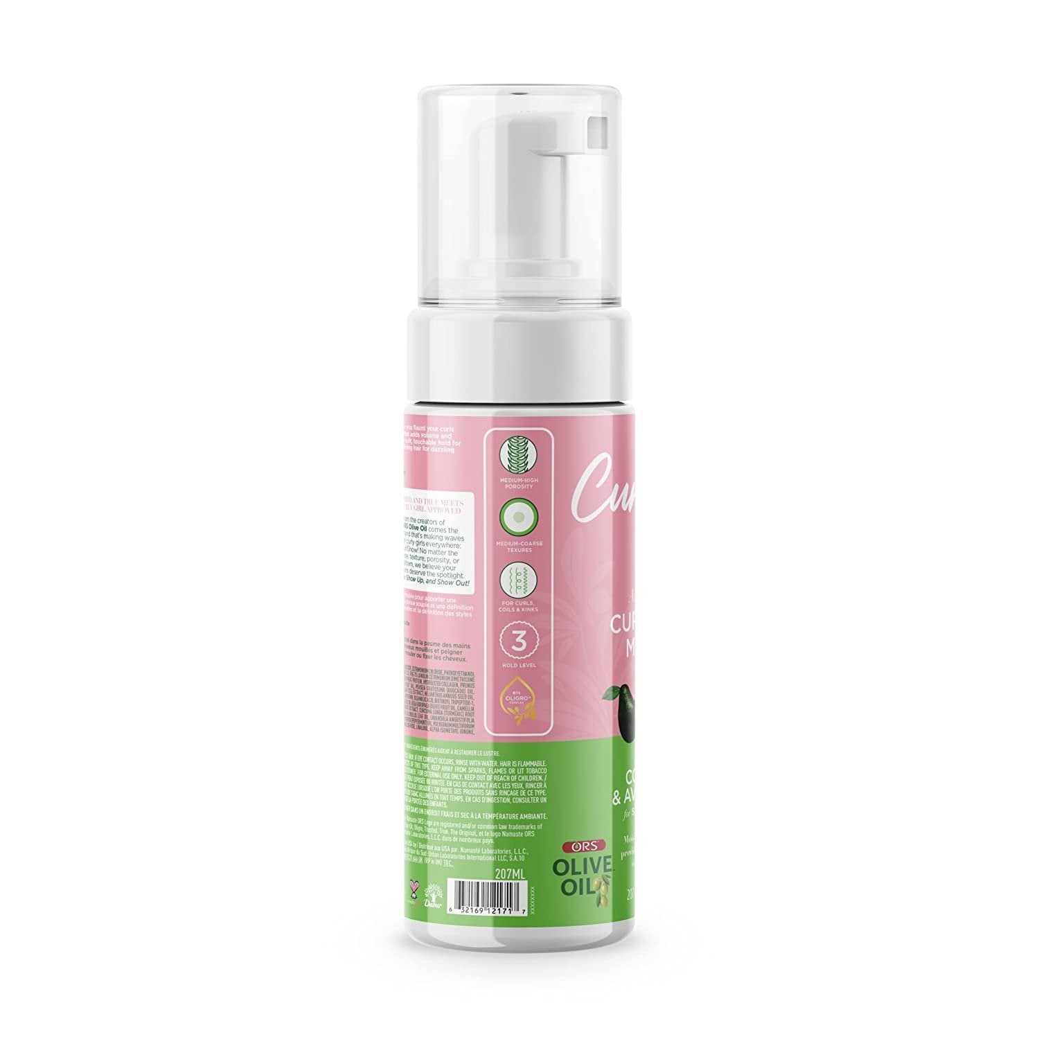 ORS Olive Oil Curlshow Curl Style Mousse Infused with Collagen & Avocado Oil for Strength & Length, Alchohol Free (7.0 oz)