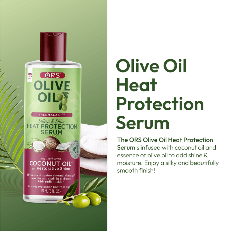 ORS Olive Oil Heat Protection Hair Serum infused with Coconut Oil for Restorative Shine (6.0 oz)