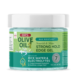 Olive Oil ORS Olive Oil Max Moisture Nourish & Shine Strong Hold Edge Gel with Rice Water & Electrolytes (4.0 OZ)