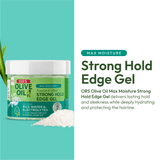 Olive Oil ORS Olive Oil Max Moisture Nourish & Shine Strong Hold Edge Gel with Rice Water & Electrolytes (4.0 OZ)