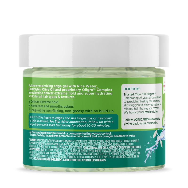 Olive Oil ORS Olive Oil Max Moisture Nourish & Shine Strong Hold Edge Gel with Rice Water & Electrolytes (4.0 OZ)