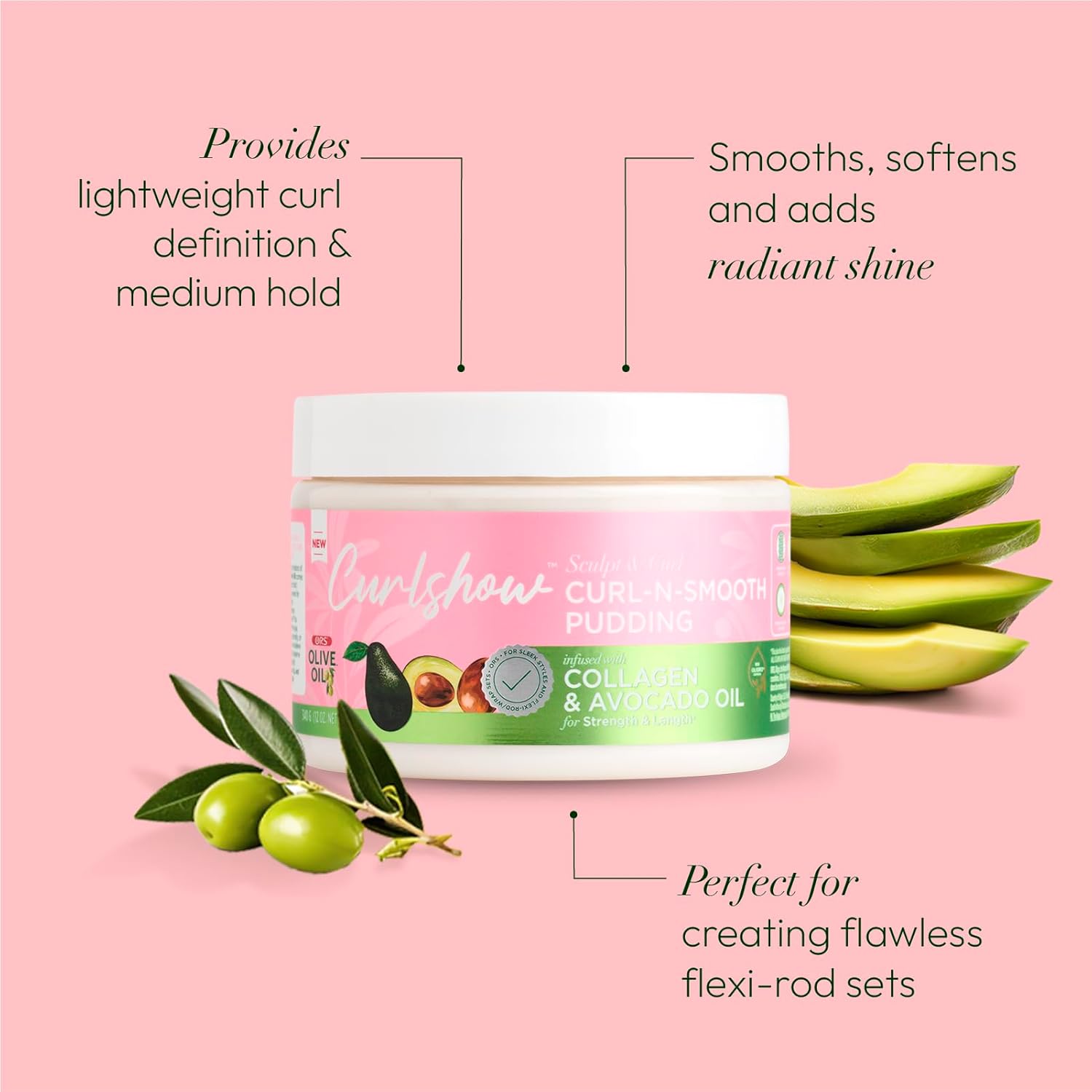 ORS Olive Oil Curlshow Curl N Smooth Pudding for Strength &amp; Length (12.0 oz)