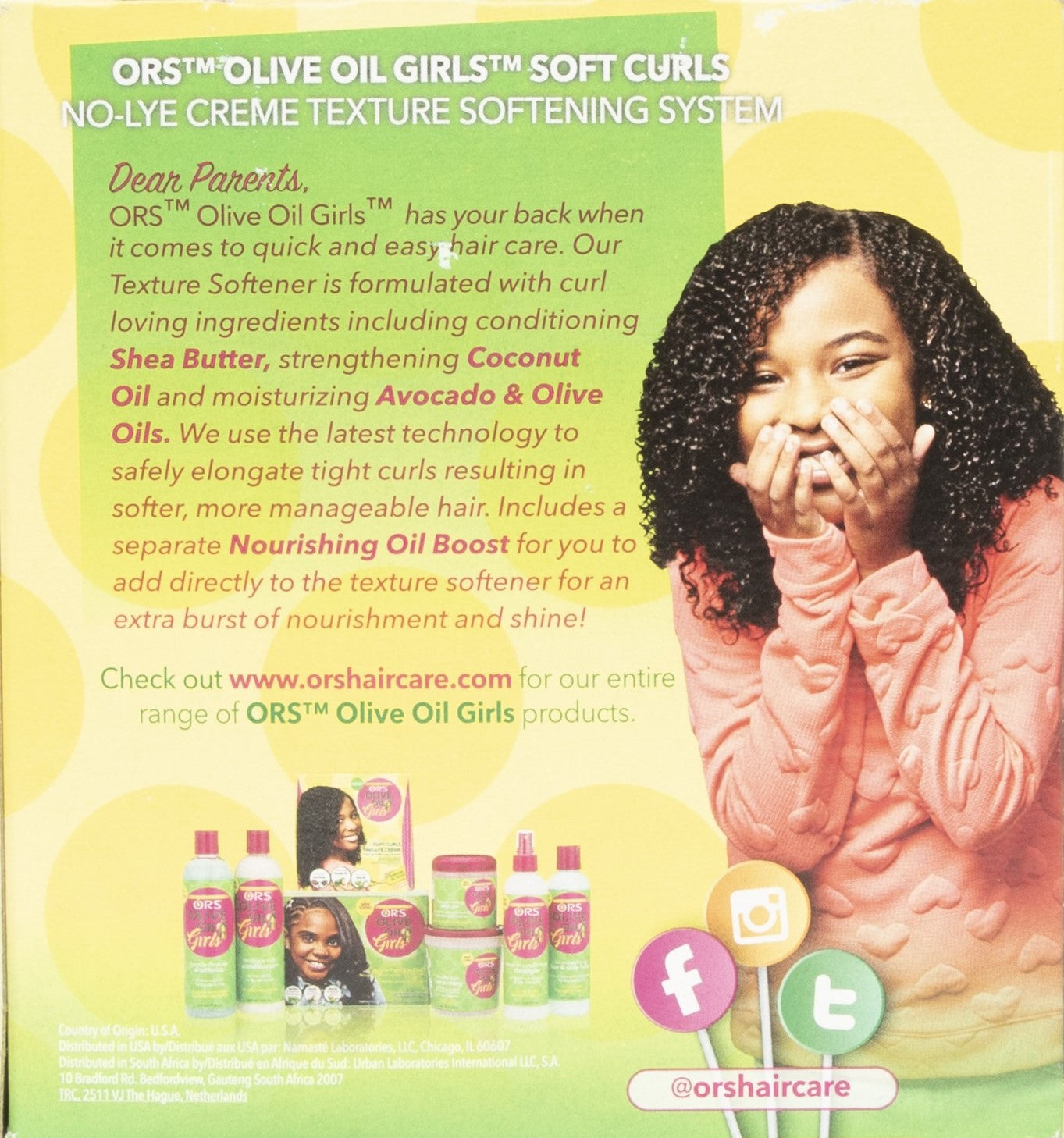 ORS Olive Oil Girls Soft Curls No-Lye Creme Texture Softening System Kit with Olive, Coconut &amp; Avocado Oils