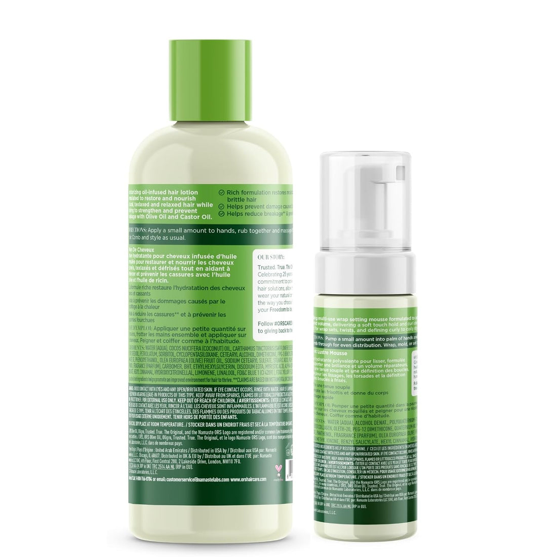 ORS Olive Oil Wrap Set Mousse &amp; Moisturizing Hair Lotion 2-Pack