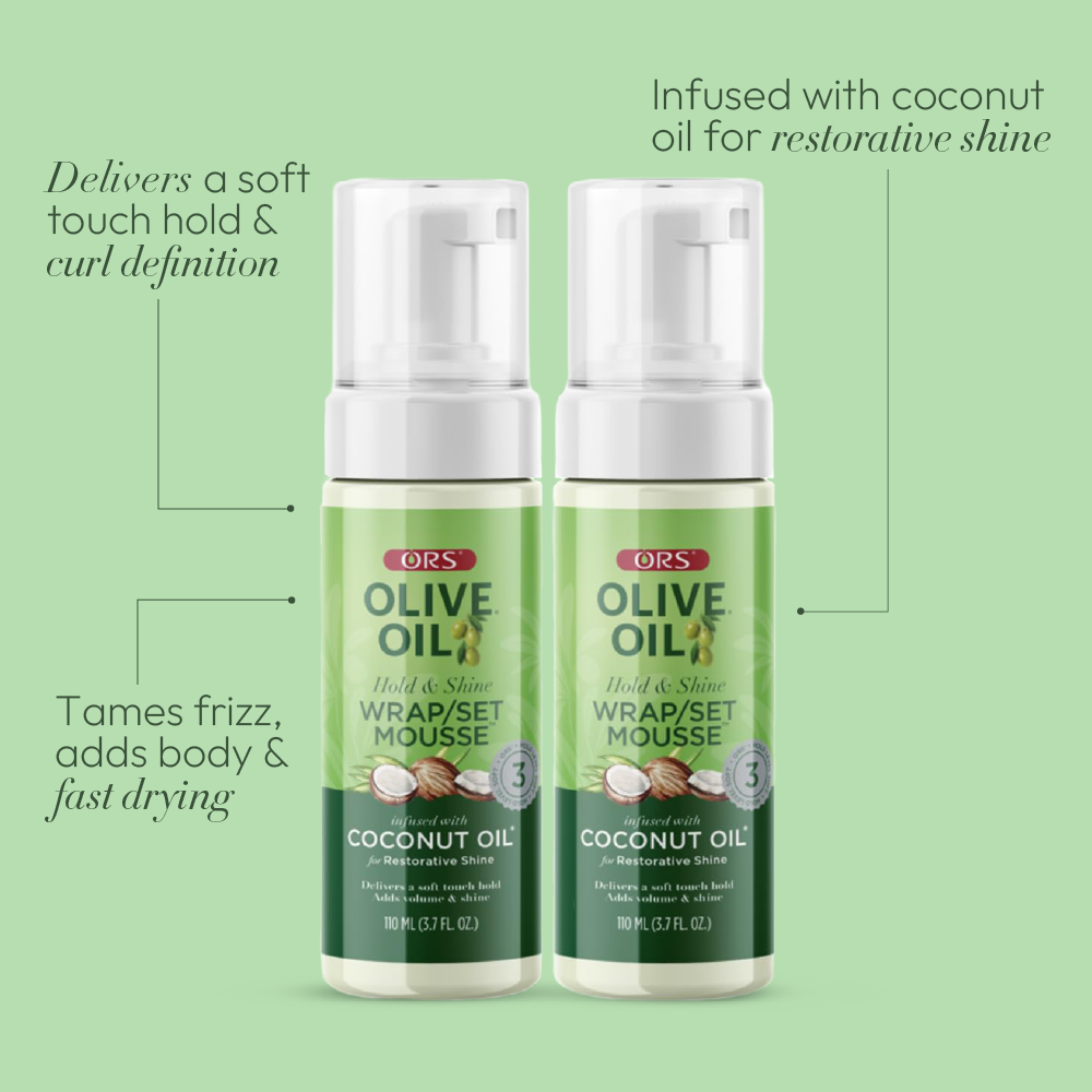 ORS Olive Oil Wrap Set Mousse for Restorative Shine (3.7 oz) 2-Pack
