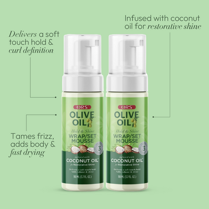 ORS Olive Oil Wrap Set Mousse for Restorative Shine (3.7 oz) 2-Pack