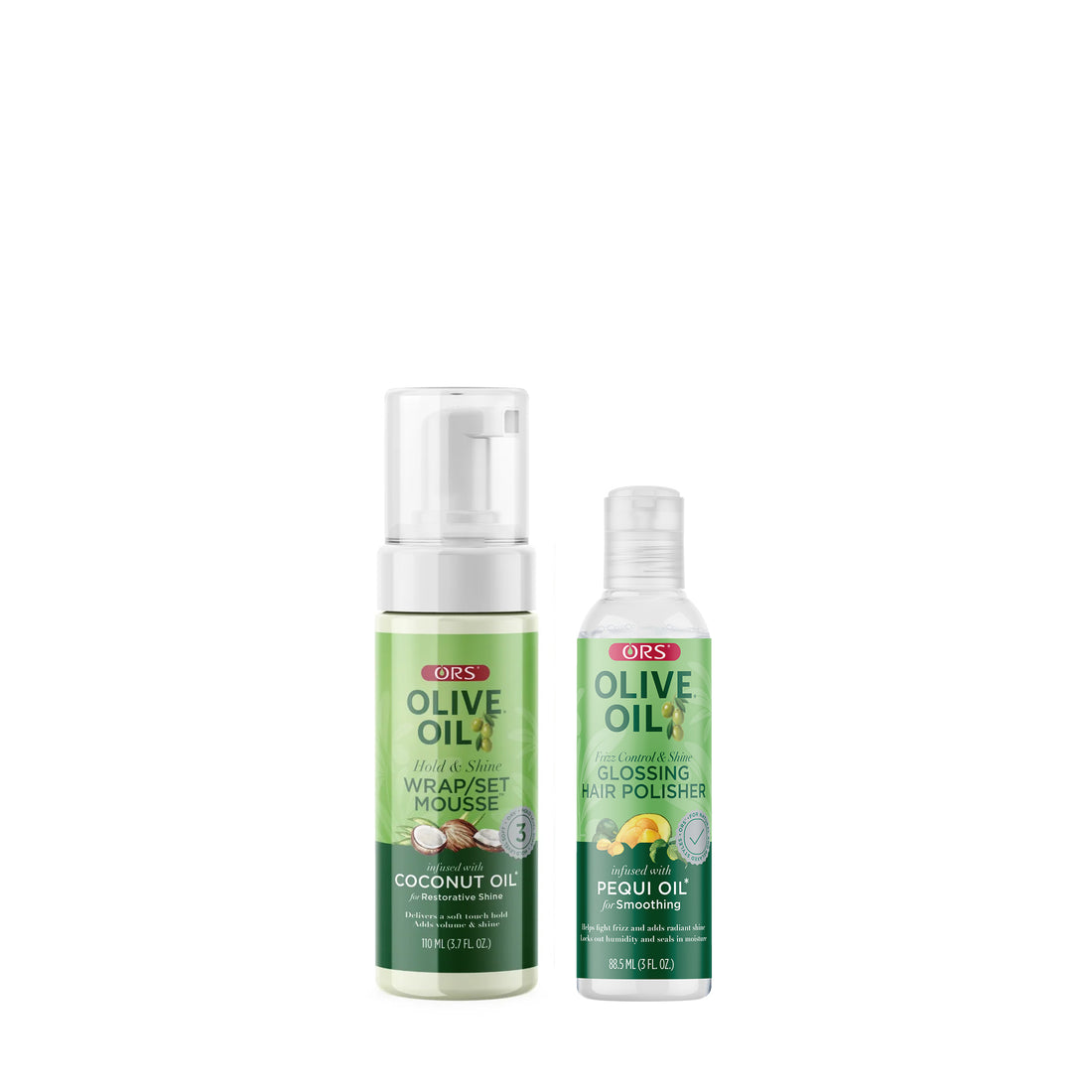 ORS Olive Oil Hair Polisher & Wrap Set Mousse for Smoothing & Restorative Shine 2-Pack