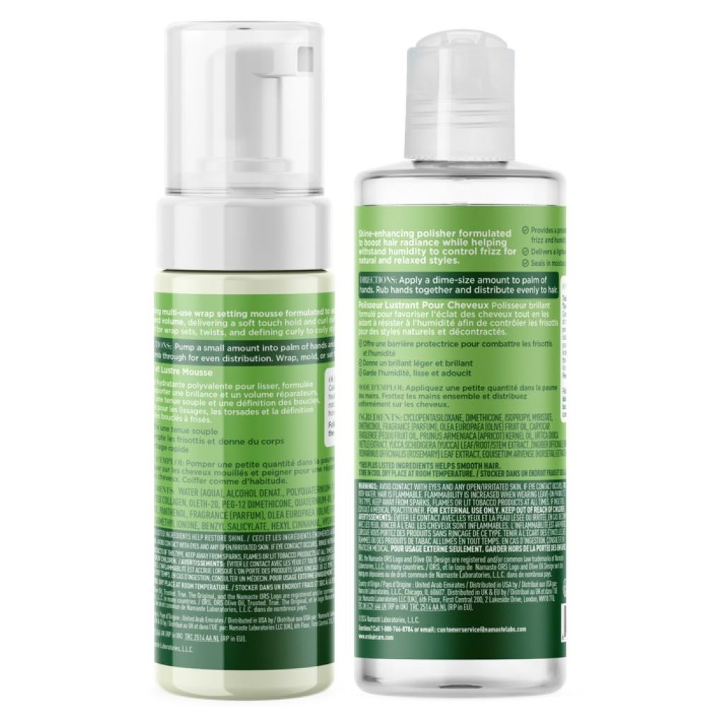 ORS Olive Oil Hair Polisher &amp; Wrap Set Mousse for Smoothing &amp; Restorative Shine 2-Pack