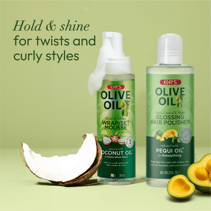 ORS Olive Oil Hair Polisher &amp; Wrap Set Mousse for Smoothing &amp; Restorative Shine 2-Pack