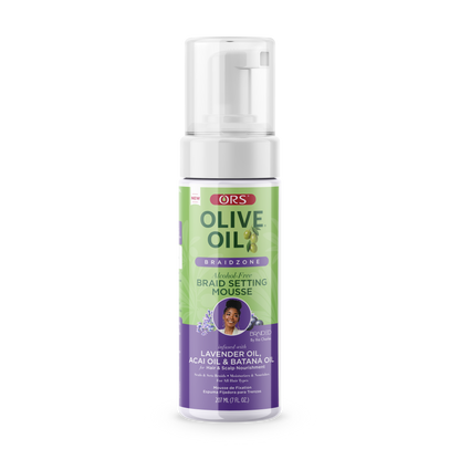 ORS Olive Oil Braidzone Braid Setting Mousse for Hair &amp; Scalp Nourishment (7.0 oz)