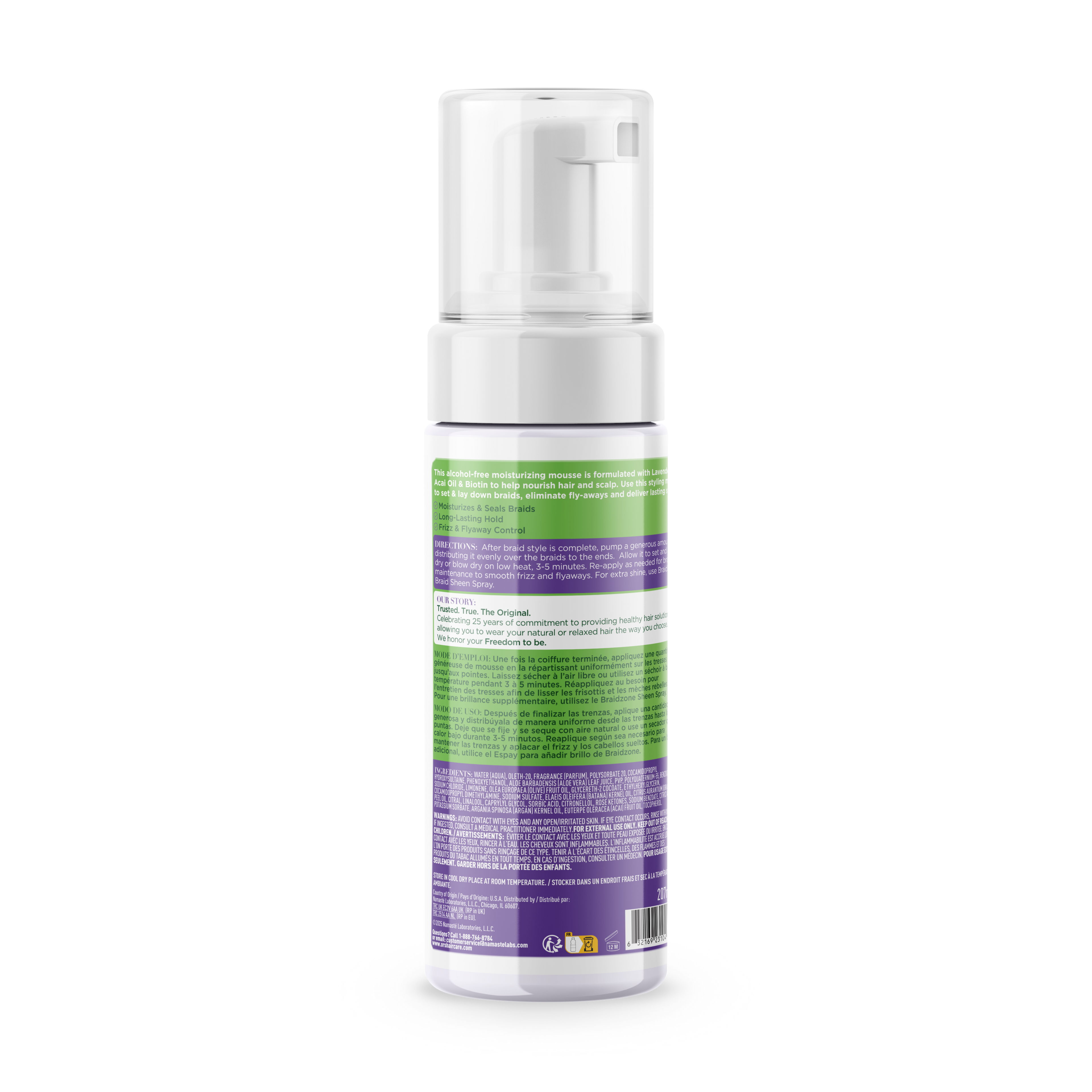 ORS Olive Oil Braidzone Braid Setting Mousse for Hair &amp; Scalp Nourishment (7.0 oz)