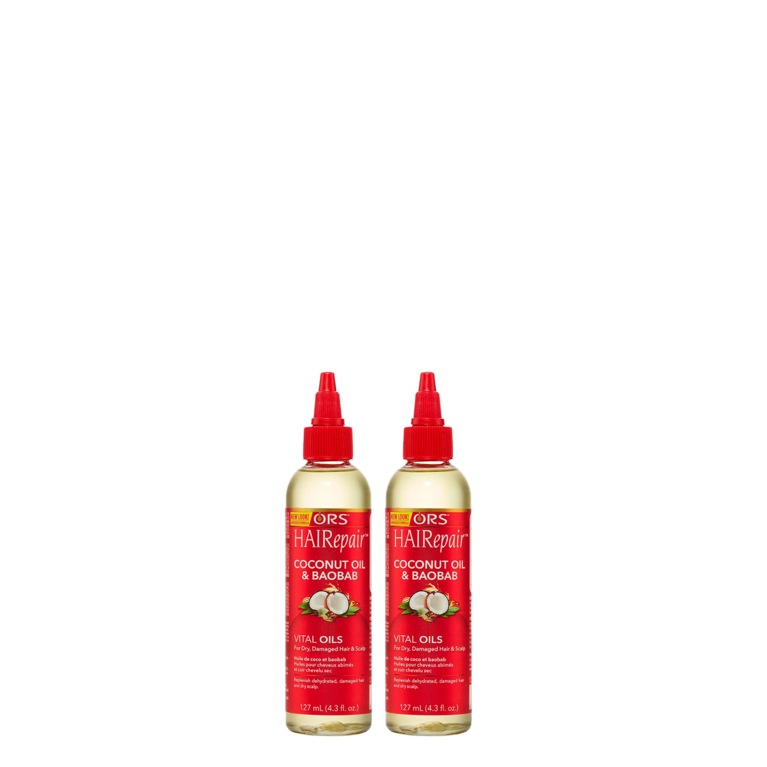 ORS HAIRepair Coconut Oil &amp; Baobab Vital Oils for Dry, Damaged Hair and Scalp (4.3 oz) 2-Pack