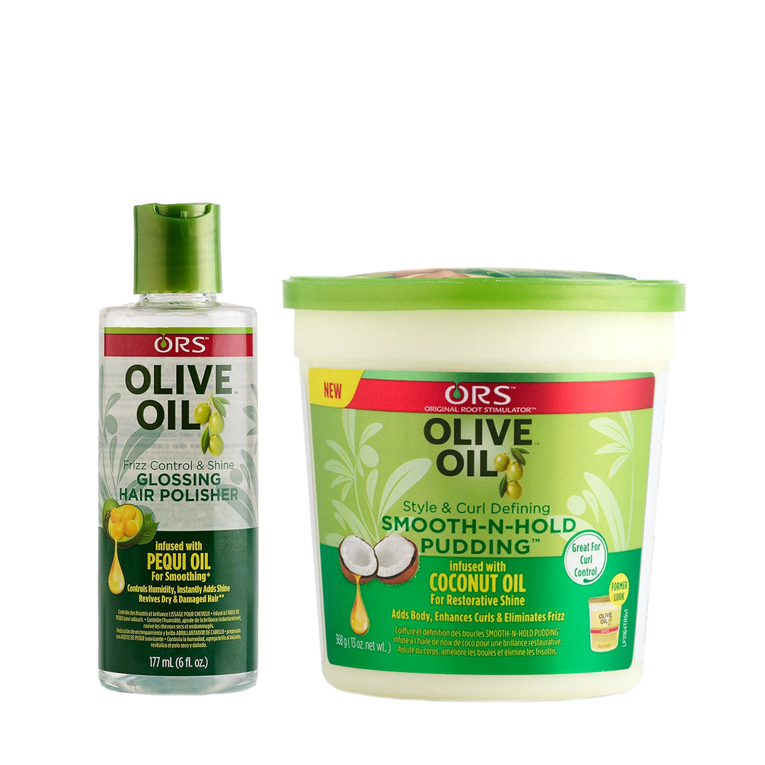 ORS Olive Oil Glossing Hair Polisher & Smooth-N-Hold Pudding 2-Piece Set