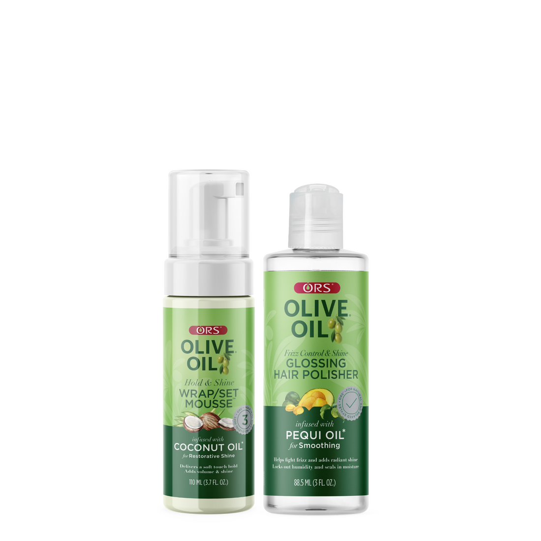 ORS Olive Oil Hair Polisher &amp; Wrap Set Mousse for Smoothing &amp; Restorative Shine 2-Pack