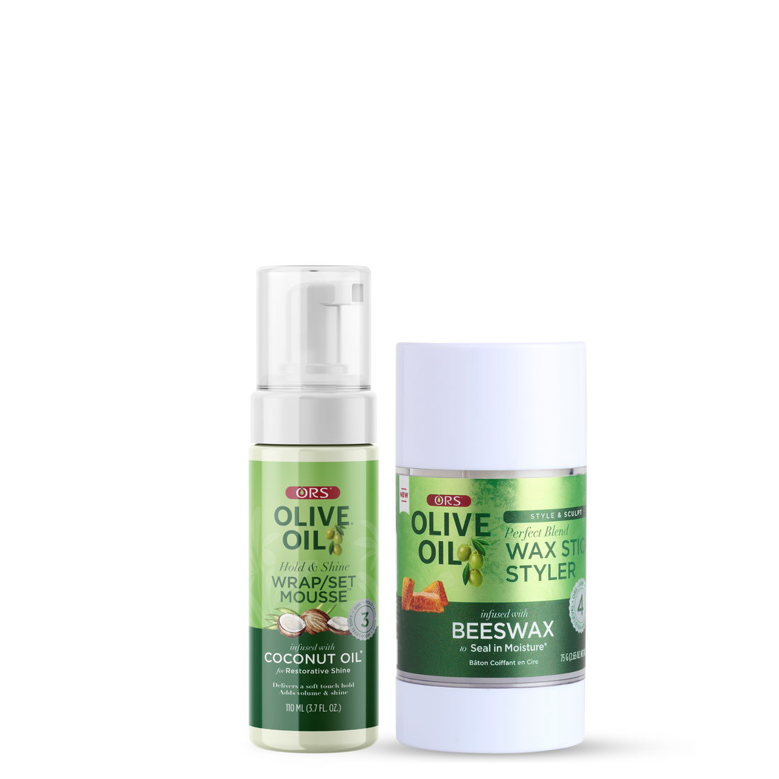 ORS Olive Oil Wrap Set Mousse &amp; Wax Stick Styler 2-Pack