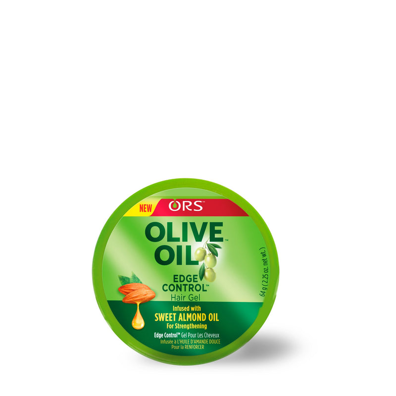 ORS Olive Oil Style & Sculpt Edge Control Hair Gel infused with Sweet Almond Oil for Strengthening (2.2 oz)