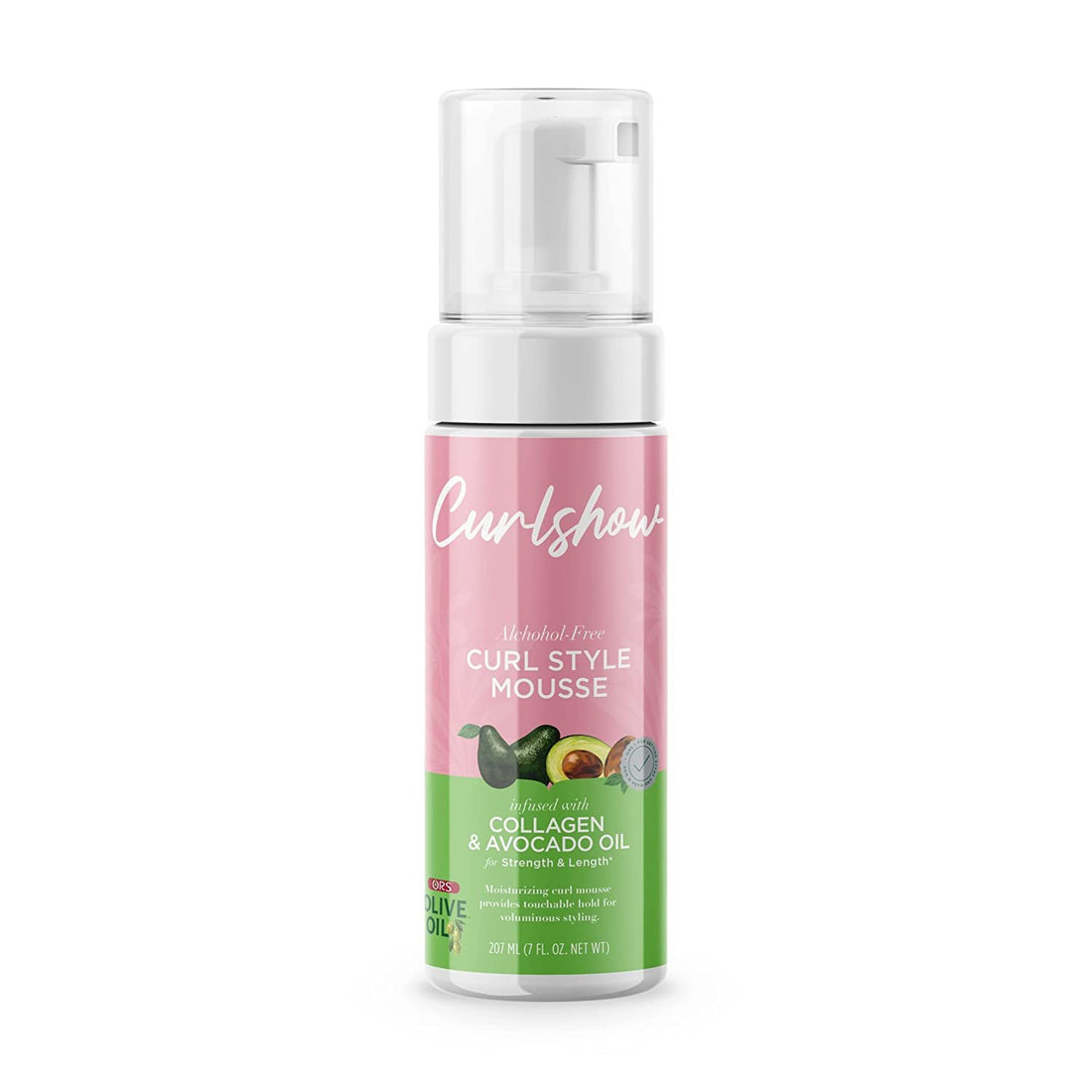 ORS Olive Oil Curlshow Curl Style Mousse Infused with Collagen &amp; Avocado Oil for Strength &amp; Length, Alchohol Free (7.0 oz)
