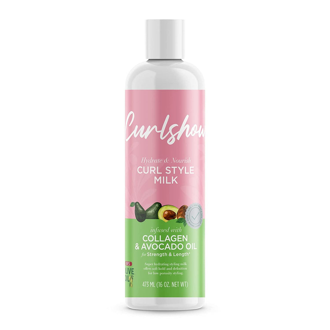 ORS Olive Oil Curlshow Curl Style Milk Infused with Collagen &amp; Avocado Oil for Strength &amp; Length (16.0 oz)