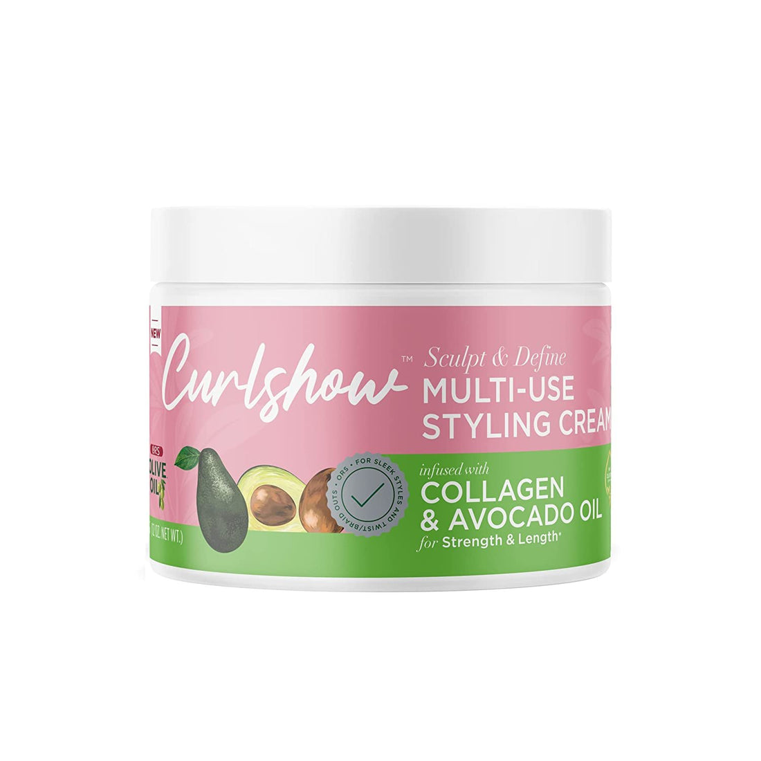 ORS Olive Oil Curlshow Multi-Use Styling Cream Infused with Collagen &amp; Avocado Oil for Strength &amp; Length (12.0 oz)